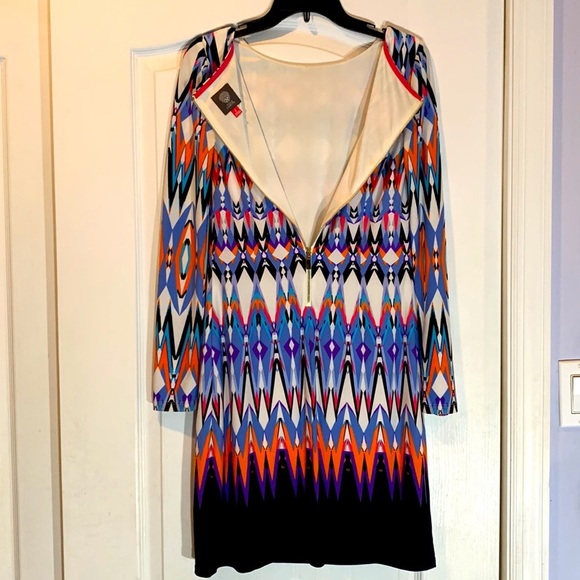 Vince Camuto dress sz 2 multicolor gold back zipper - Picture 3 of 7